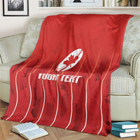 Custom Canada Rugby 2026 Blanket Maple Leaf Striped Line Style