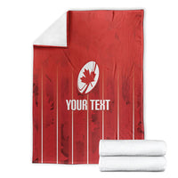 Custom Canada Rugby 2026 Blanket Maple Leaf Striped Line Style