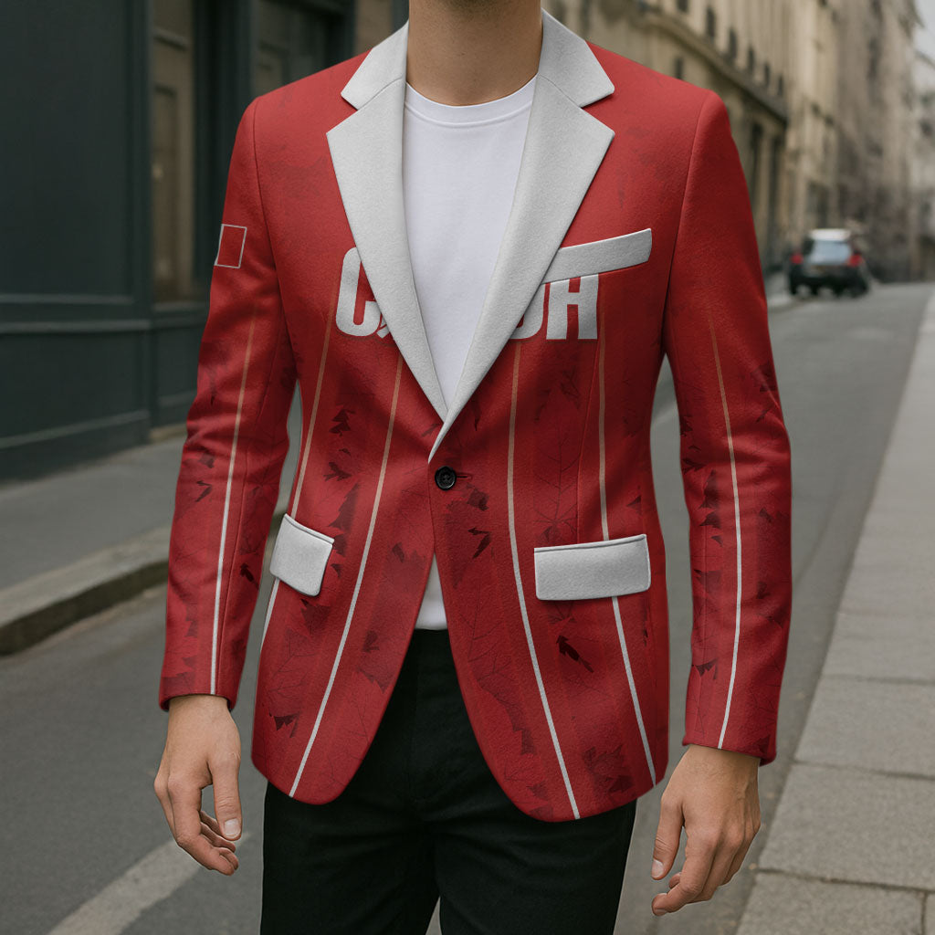 Custom Canada Rugby 2026 Blazer Maple Leaf Striped Line Style