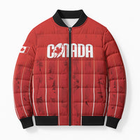 Custom Canada Rugby 2026 Bomber Puffer Jacket Maple Leaf Striped Line Style