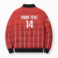 Custom Canada Rugby 2026 Bomber Puffer Jacket Maple Leaf Striped Line Style