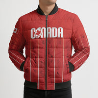 Custom Canada Rugby 2026 Bomber Puffer Jacket Maple Leaf Striped Line Style