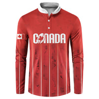 Custom Canada Rugby 2026 Button Sweatshirt Maple Leaf Striped Line Style