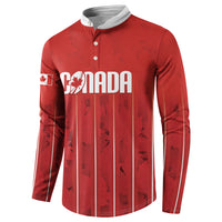 Custom Canada Rugby 2026 Button Sweatshirt Maple Leaf Striped Line Style