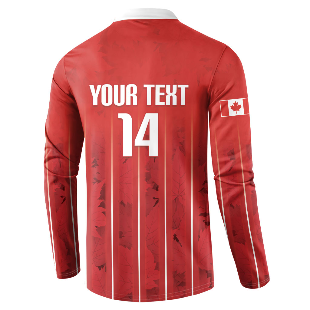 Custom Canada Rugby 2026 Button Sweatshirt Maple Leaf Striped Line Style