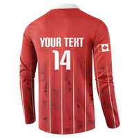 Custom Canada Rugby 2026 Button Sweatshirt Maple Leaf Striped Line Style