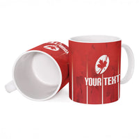 Custom Canada Rugby 2026 Ceramic Mug Maple Leaf Striped Line Style