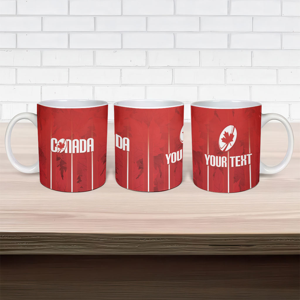 Custom Canada Rugby 2026 Ceramic Mug Maple Leaf Striped Line Style