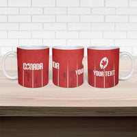 Custom Canada Rugby 2026 Ceramic Mug Maple Leaf Striped Line Style