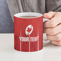 Custom Canada Rugby 2026 Ceramic Mug Maple Leaf Striped Line Style
