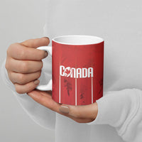Custom Canada Rugby 2026 Ceramic Mug Maple Leaf Striped Line Style