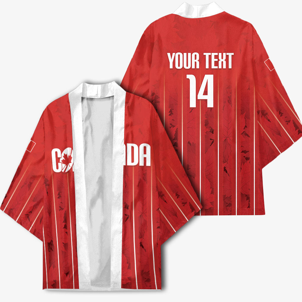 Custom Canada Rugby 2026 Kimono Maple Leaf Striped Line Style
