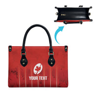 Custom Canada Rugby 2026 Leather Bag Maple Leaf Striped Line Style