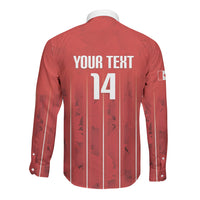 Custom Canada Rugby 2026 Long Sleeve Button Shirt Maple Leaf Striped Line Style