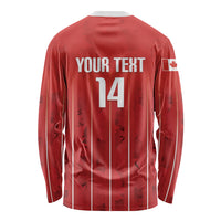 Custom Canada Rugby 2026 Long Sleeve Shirt Maple Leaf Striped Line Style