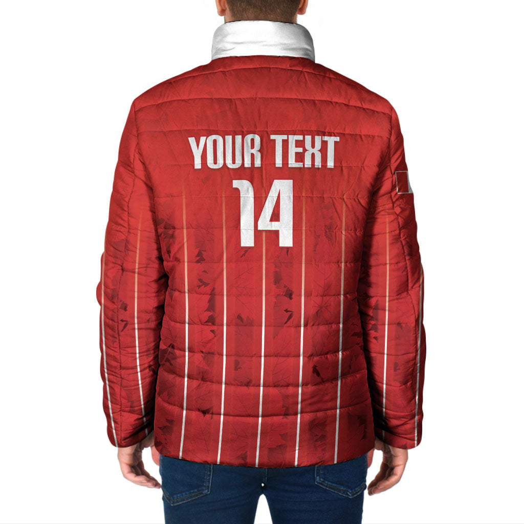 Custom Canada Rugby 2026 Padded Jacket Maple Leaf Striped Line Style