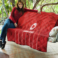 Custom Canada Rugby 2026 Quilt Maple Leaf Striped Line Style