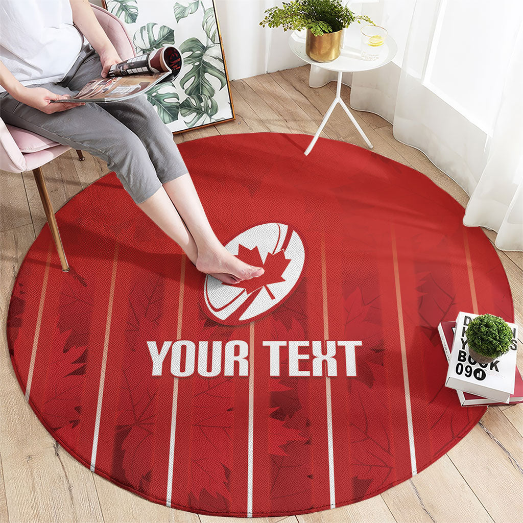 Custom Canada Rugby 2026 Round Carpet Maple Leaf Striped Line Style