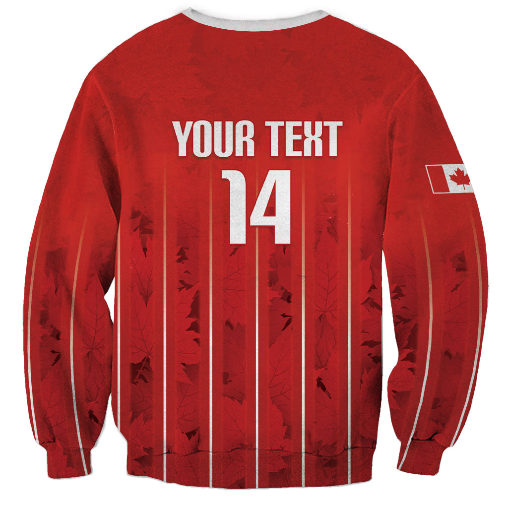Custom Canada Rugby 2026 Sweatshirt Maple Leaf Striped Line Style