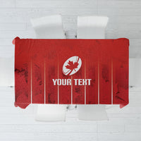 Custom Canada Rugby 2026 Tablecloth Maple Leaf Striped Line Style