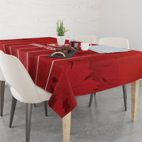 Custom Canada Rugby 2026 Tablecloth Maple Leaf Striped Line Style
