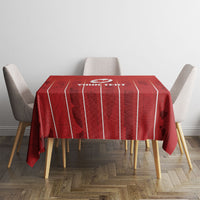 Custom Canada Rugby 2026 Tablecloth Maple Leaf Striped Line Style