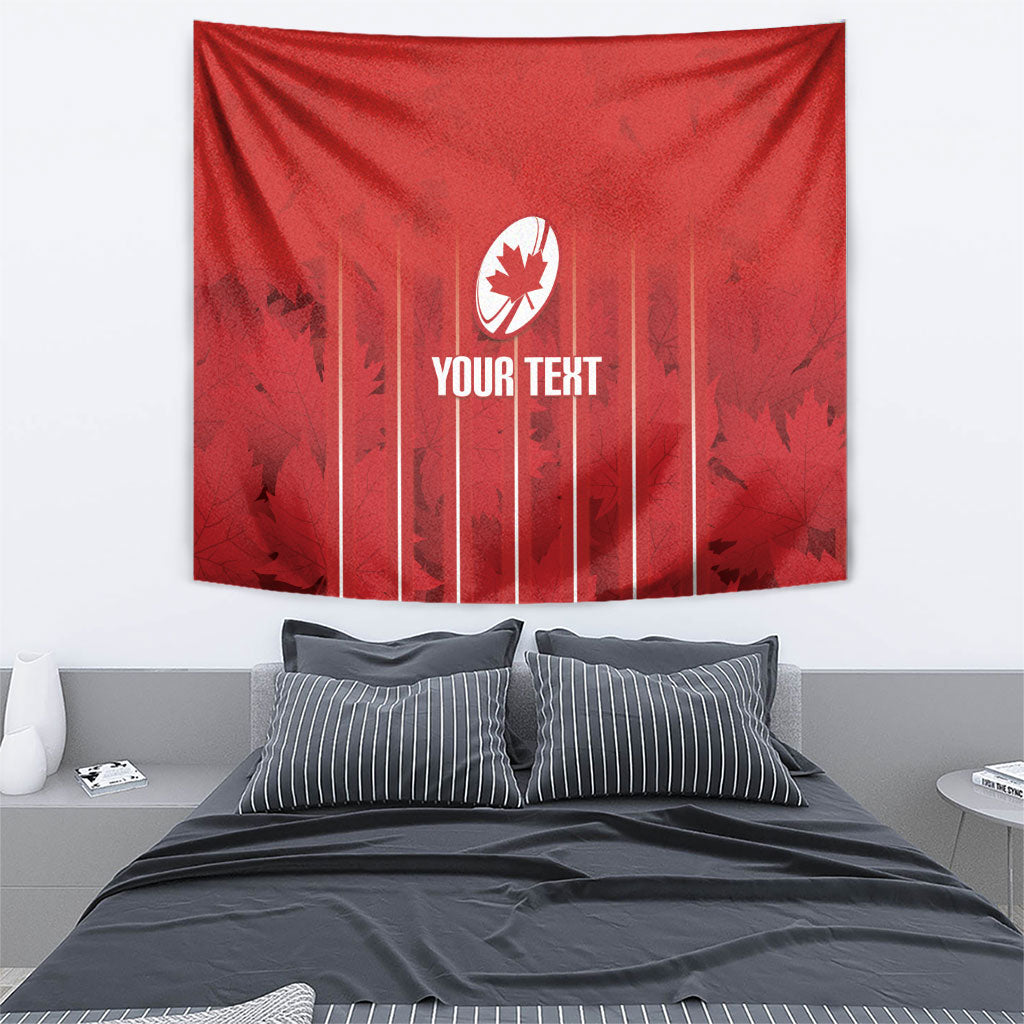 Custom Canada Rugby 2026 Tapestry Maple Leaf Striped Line Style