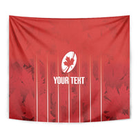Custom Canada Rugby 2026 Tapestry Maple Leaf Striped Line Style