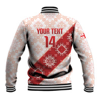Custom Georgia Rugby 2026 Baseball Jacket Georgian Folk Pattern