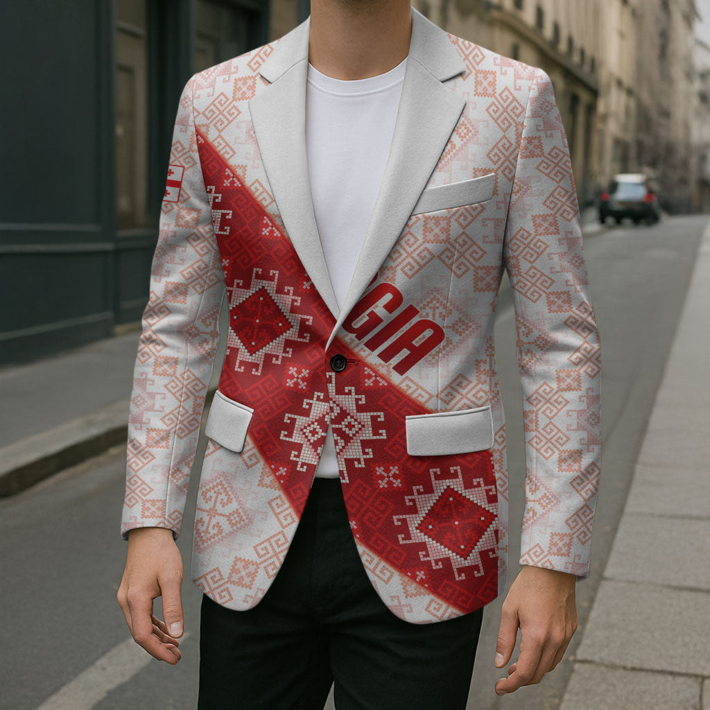 Custom Georgia Rugby 2026 Blazer Georgian Folk Pattern