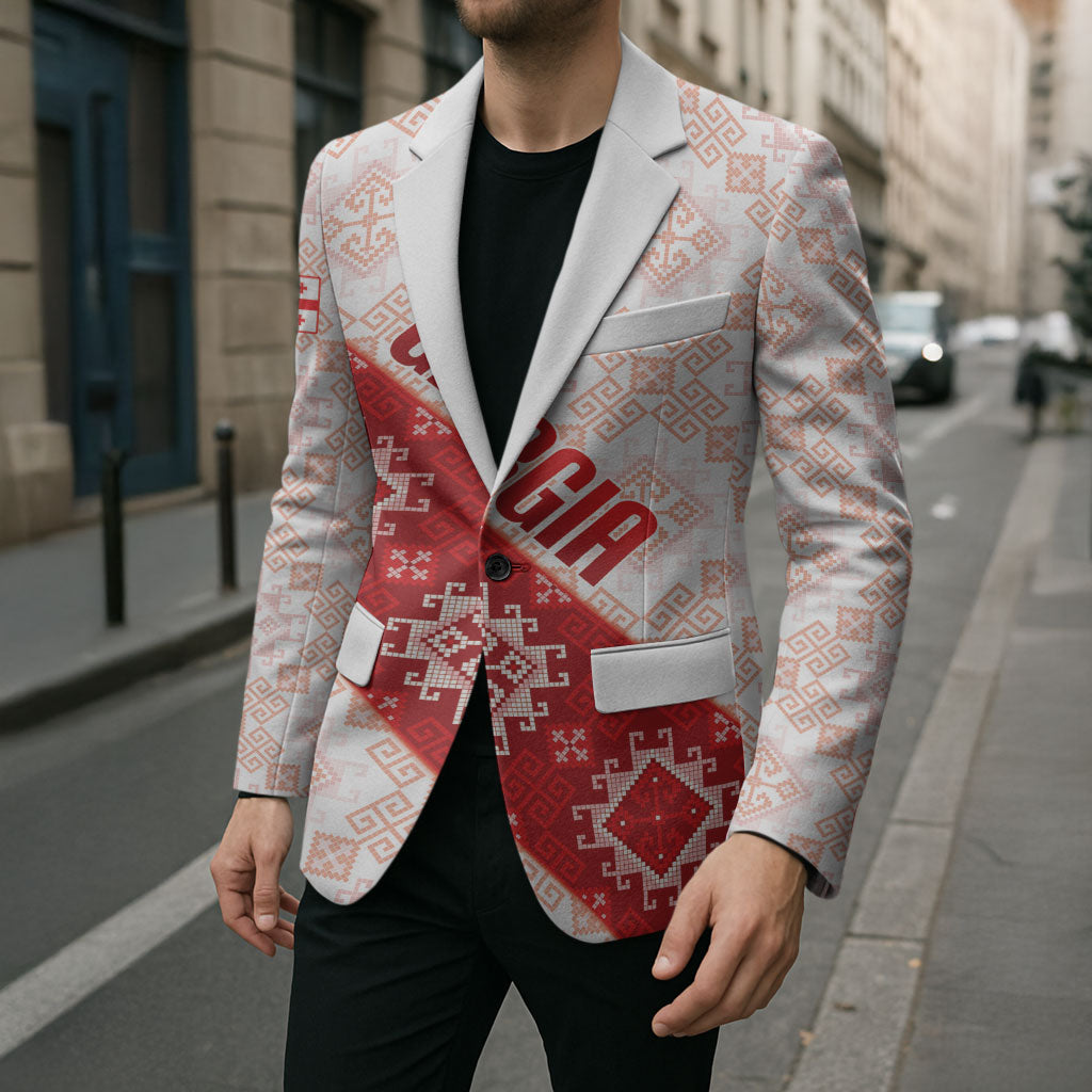 Custom Georgia Rugby 2026 Blazer Georgian Folk Pattern
