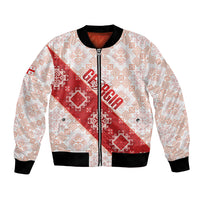 Custom Georgia Rugby 2026 Bomber Jacket Georgian Folk Pattern