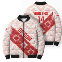 Custom Georgia Rugby 2026 Bomber Puffer Jacket Georgian Folk Pattern