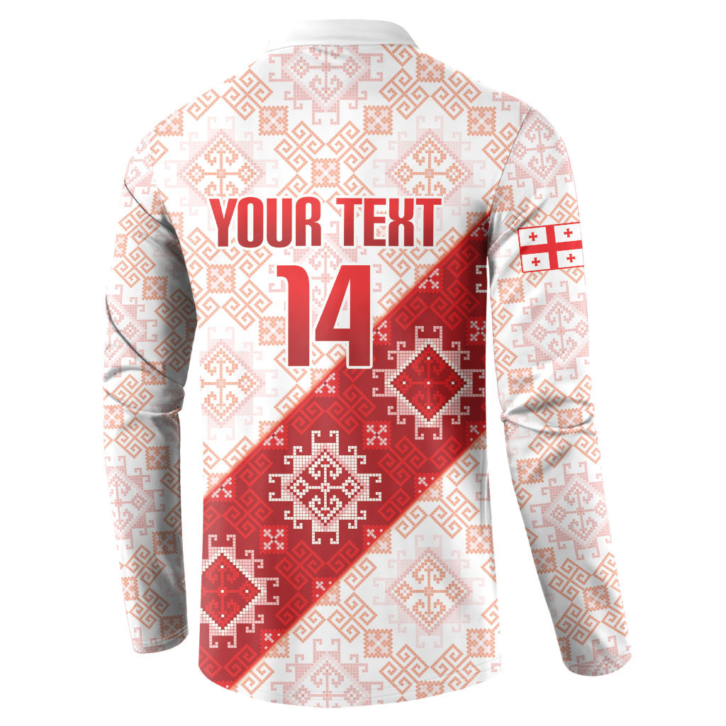 Custom Georgia Rugby 2026 Button Sweatshirt Georgian Folk Pattern