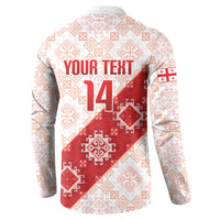 Custom Georgia Rugby 2026 Button Sweatshirt Georgian Folk Pattern