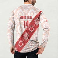 Custom Georgia Rugby 2026 Button Sweatshirt Georgian Folk Pattern