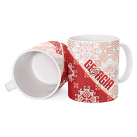 Custom Georgia Rugby 2026 Ceramic Mug Georgian Folk Pattern