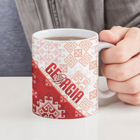 Custom Georgia Rugby 2026 Ceramic Mug Georgian Folk Pattern