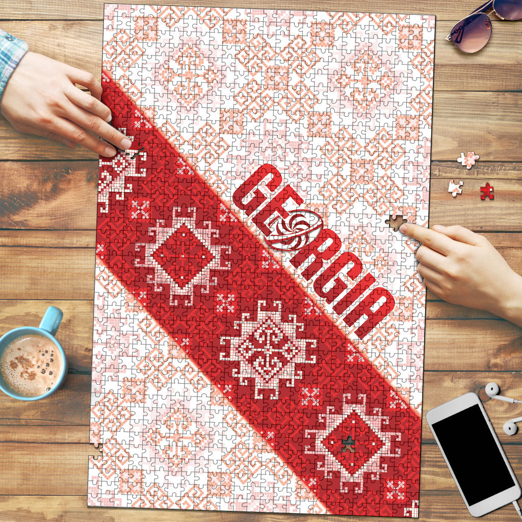 Georgia Rugby 2026 Puzzle Georgian Folk Pattern