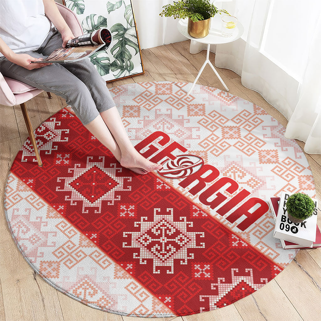 Georgia Rugby 2026 Round Carpet Georgian Folk Pattern