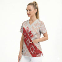 Custom Georgia Rugby 2026 Scrub Top Georgian Folk Pattern