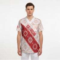 Custom Georgia Rugby 2026 Scrub Top Georgian Folk Pattern
