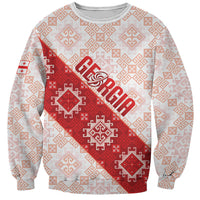 Custom Georgia Rugby 2026 Sweatshirt Georgian Folk Pattern