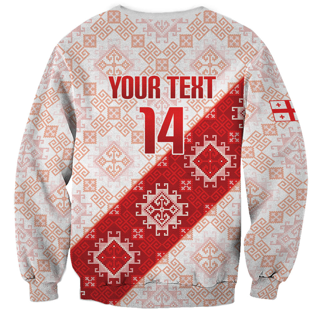 Custom Georgia Rugby 2026 Sweatshirt Georgian Folk Pattern
