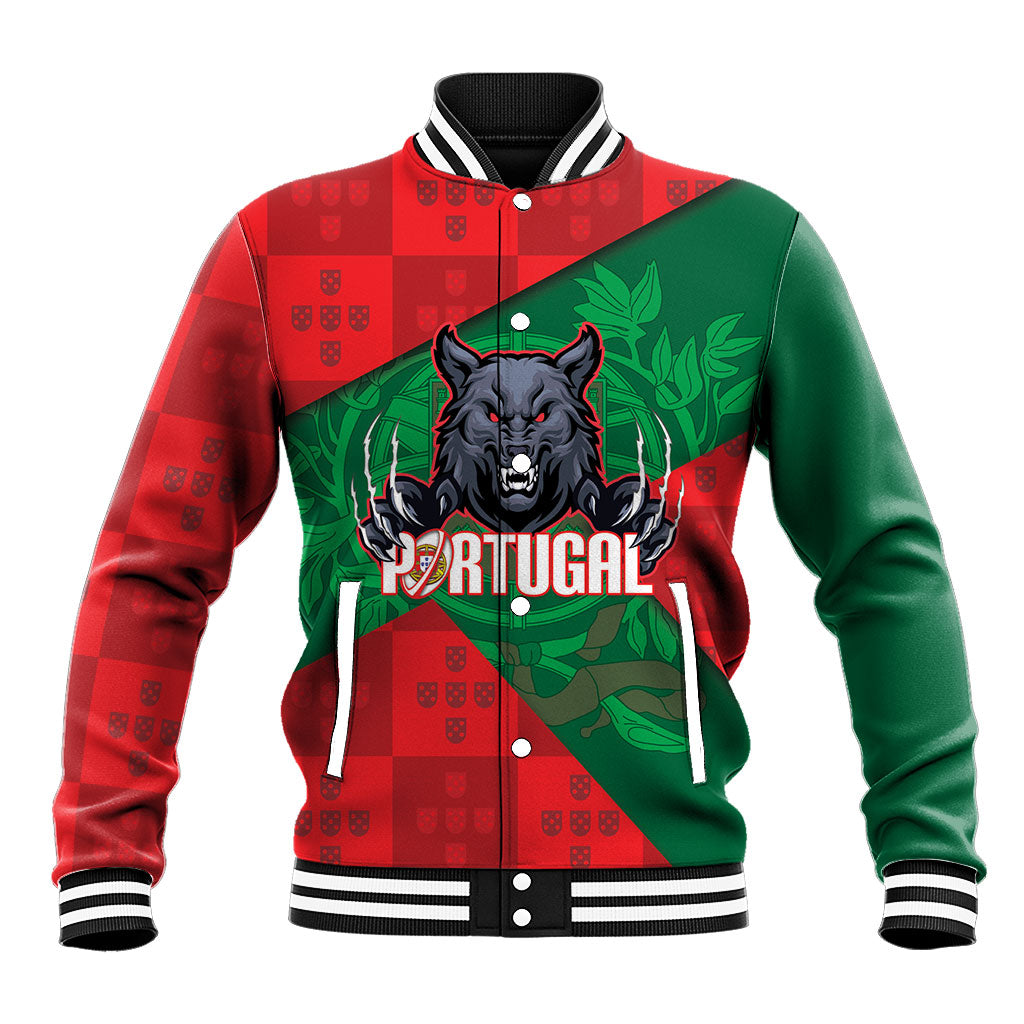 Custom Portugal Rugby 2026 Baseball Jacket Os Lobos Wolf Mascot