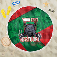 Custom Portugal Rugby 2026 Beach Blanket Os Lobos Wolf Mascot