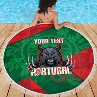 Custom Portugal Rugby 2026 Beach Blanket Os Lobos Wolf Mascot