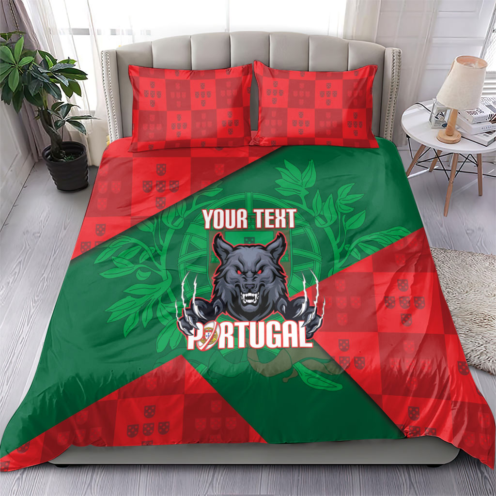 Custom Portugal Rugby 2026 Bedding Set Os Lobos Wolf Mascot