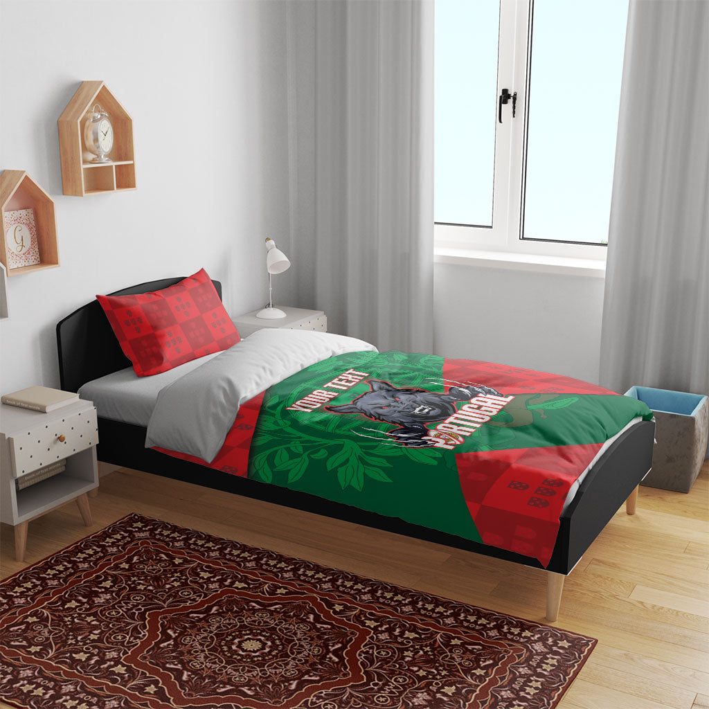 Custom Portugal Rugby 2026 Bedding Set Os Lobos Wolf Mascot