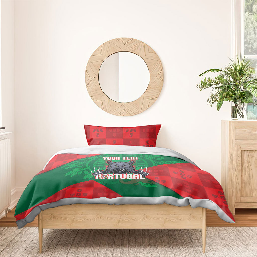 Custom Portugal Rugby 2026 Bedding Set Os Lobos Wolf Mascot